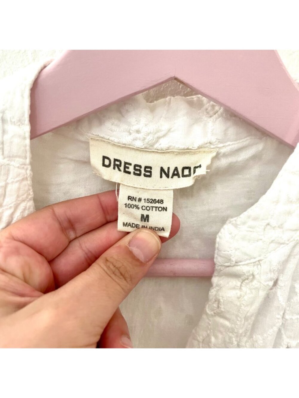 Dress Nado White Eyelet Tie Waist Midi Dress Size M Short Sleeve - Picture 4 of 8